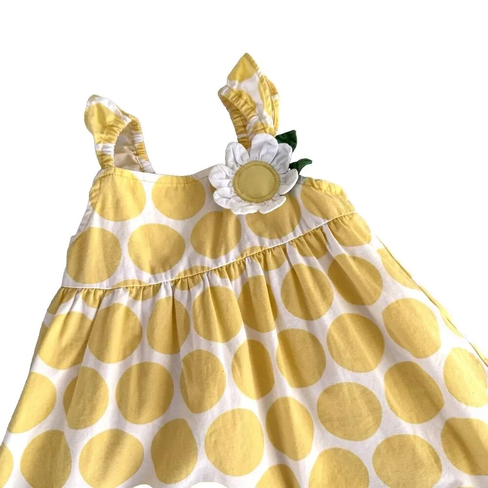 Gymboree Toddler Baby Girls Dress Pop of Daisies 18-24M Polka Dot Yellow Summer